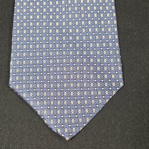 HARKEN Men's Blue Geometric Silk Tie Handmade Pattern Formal Business